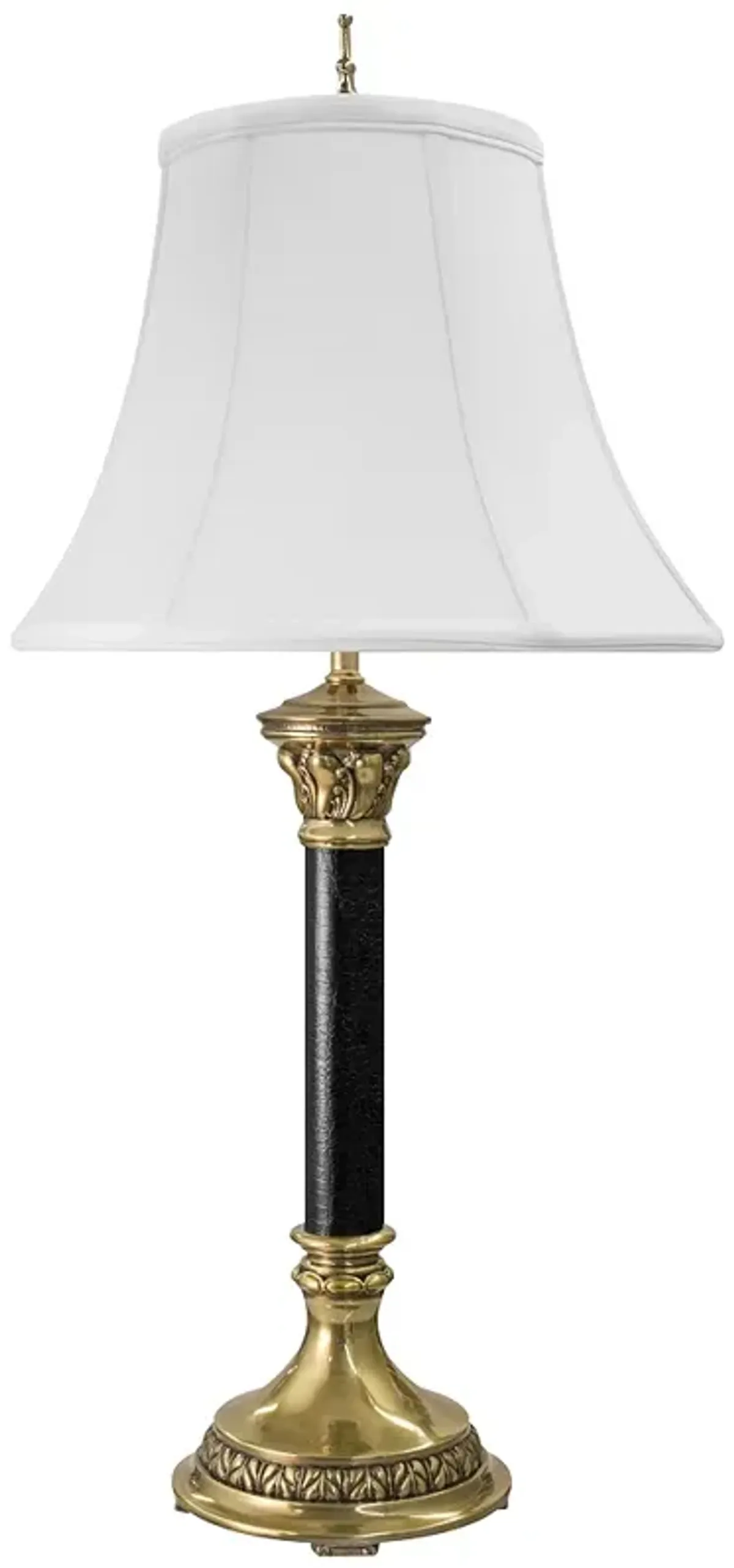 Stiffel Orson 31" High Burnished Brass and Black Leather Table Lamp