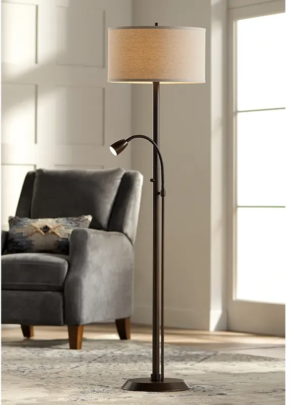 Possini Euro Traverse 64" Bronze Gooseneck Reading Arm Floor Lamp