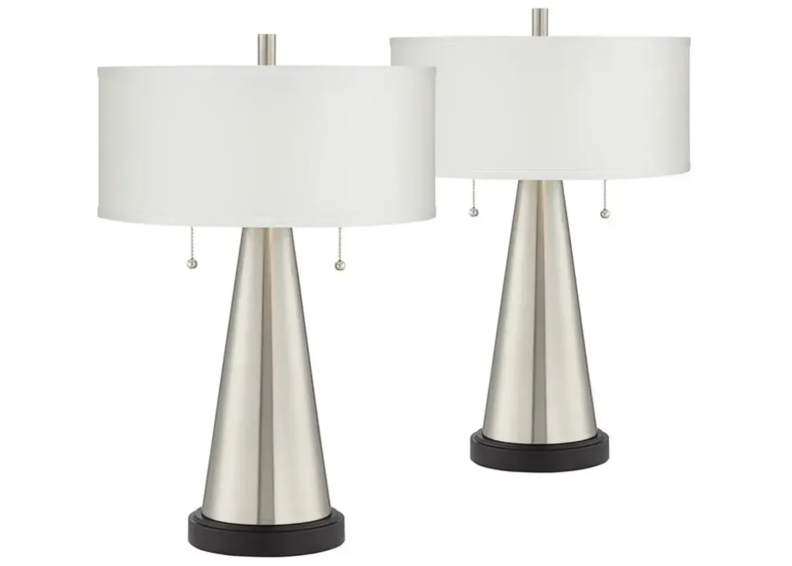 Franklin Iron Works Craig 23" Brushed Nickel USB Table Lamps Set of 2