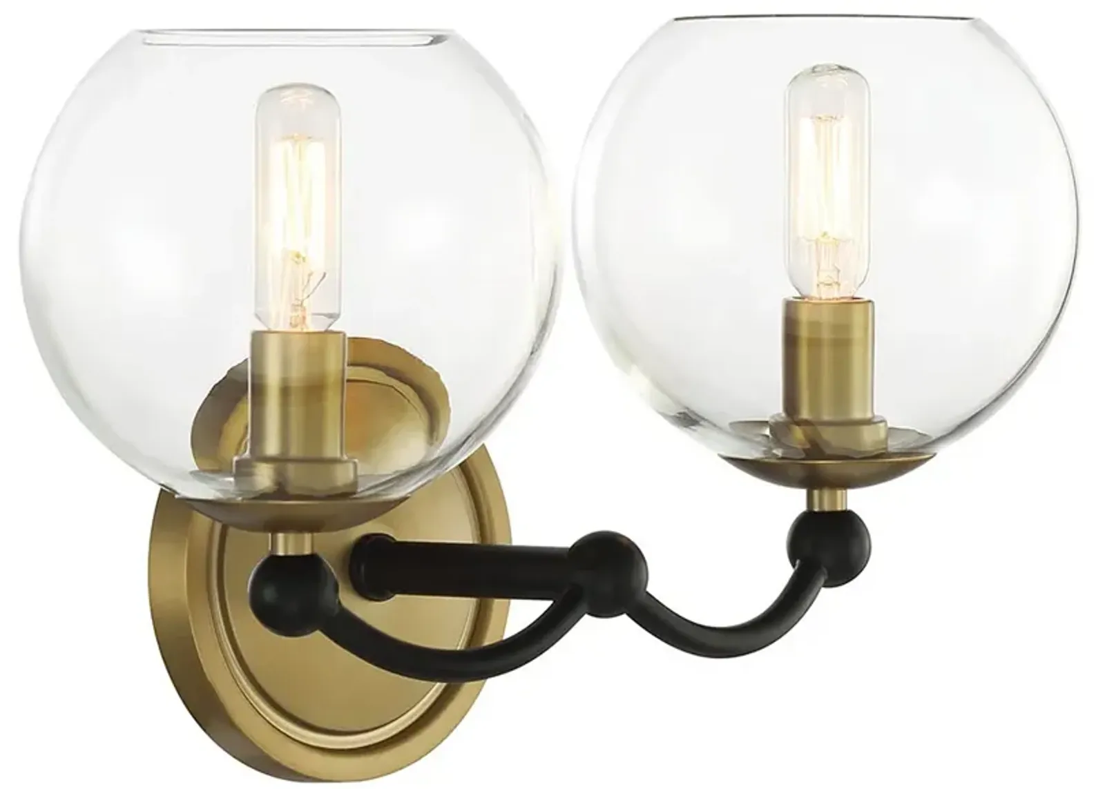 Vantage Kearney Park 2-Light Black and Soft Brass Vanity Light