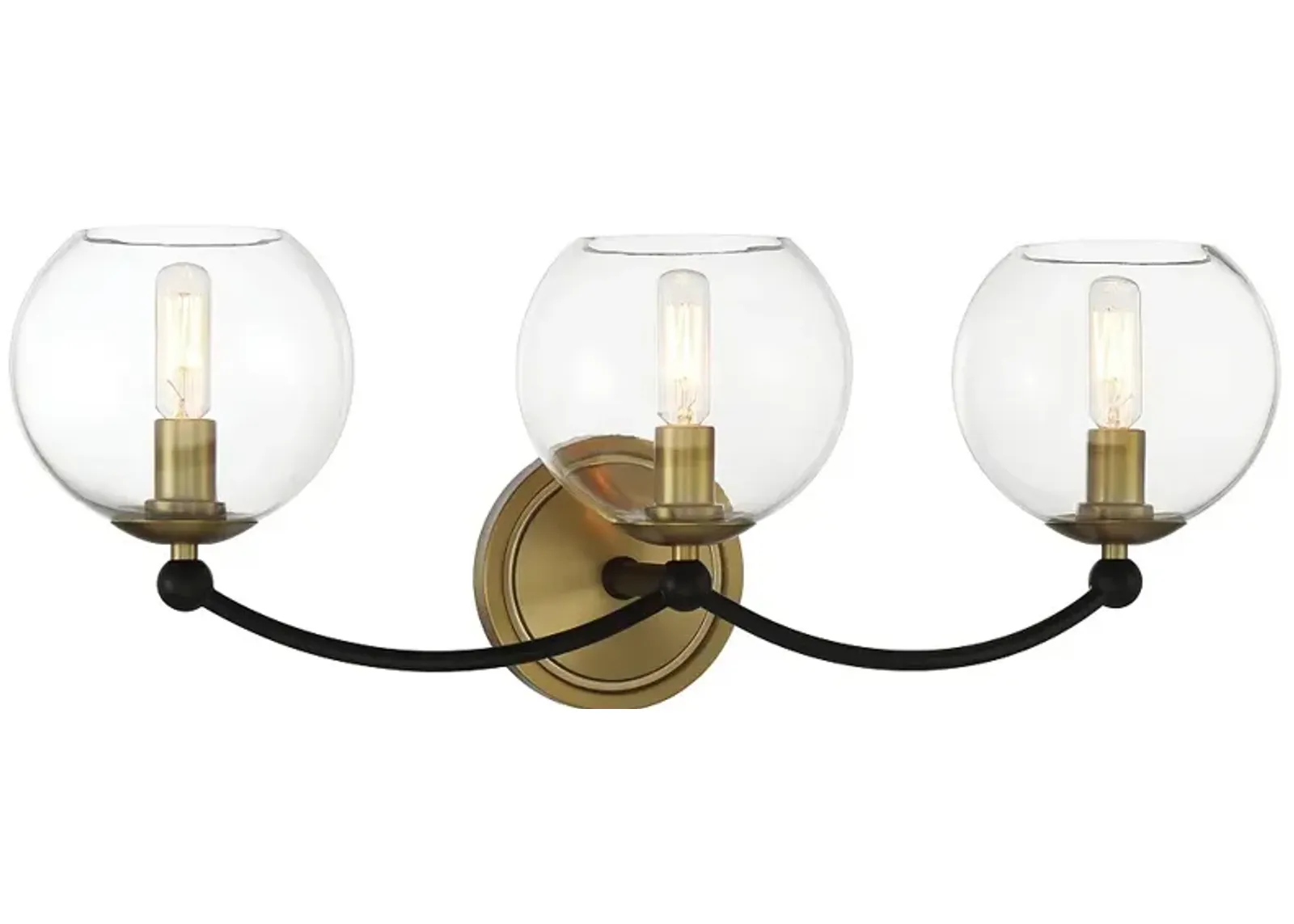 Vantage Kearney Park 3-Light Black and Soft Brass Vanity Light