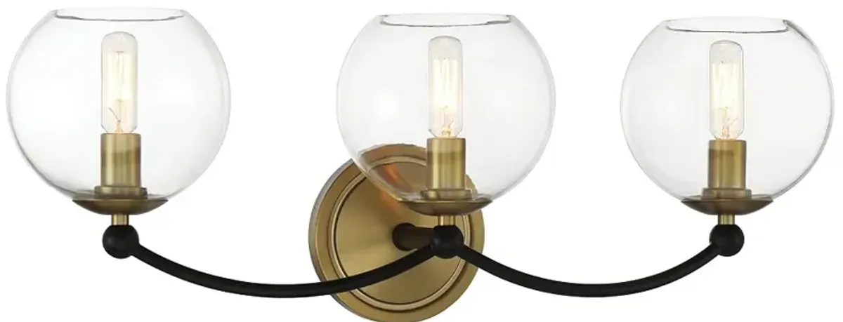 Vantage Kearney Park 3-Light Black and Soft Brass Vanity Light