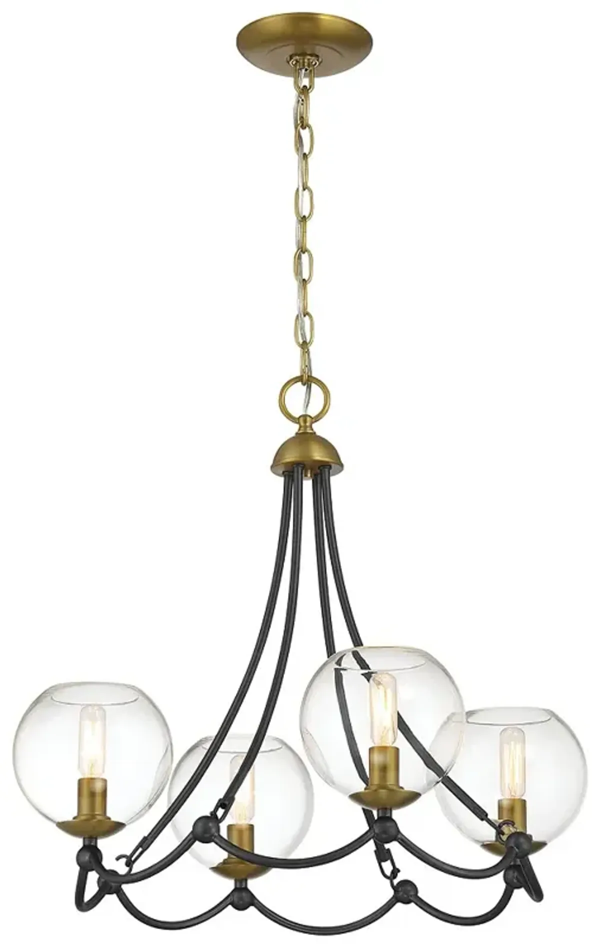 Vantage Kearney Park 4-Light Black and Soft Brass Chandelier