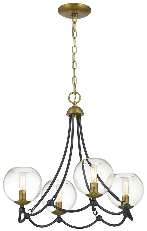 Vantage Kearney Park 4-Light Black and Soft Brass Chandelier