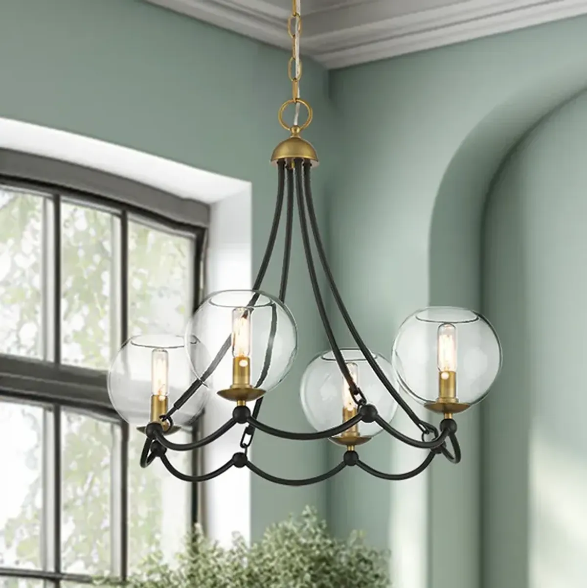 Vantage Kearney Park 4-Light Black and Soft Brass Chandelier