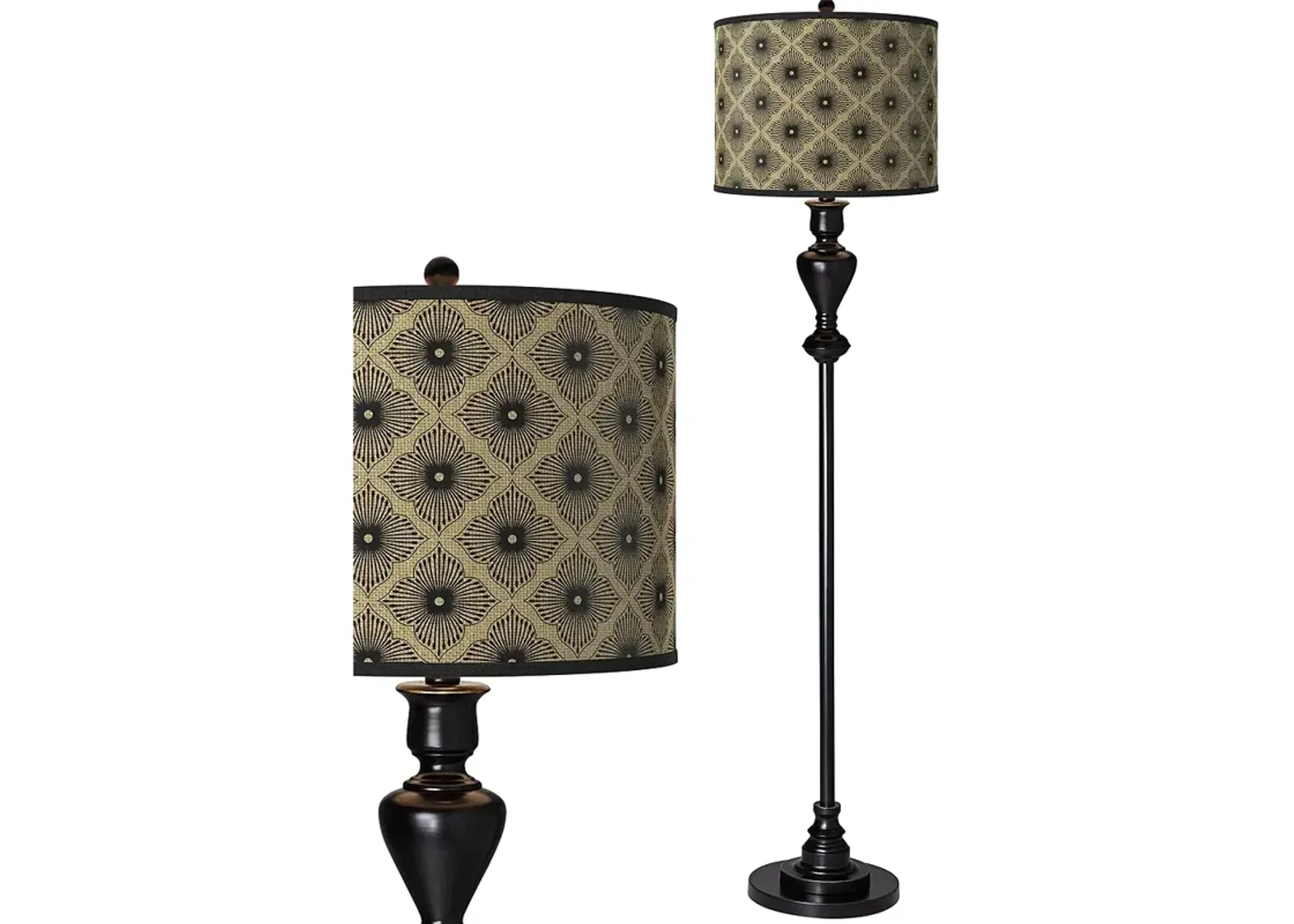 Rustic Flora Giclee Glow Shade with Black Bronze Floor Lamp