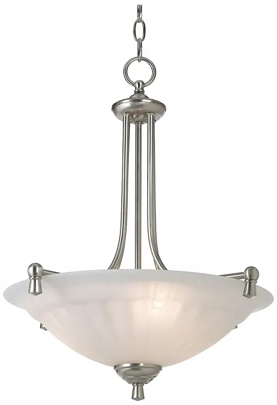 Regency Hill Burlington 23" Brushed Steel and Glass Pendant Chandelier