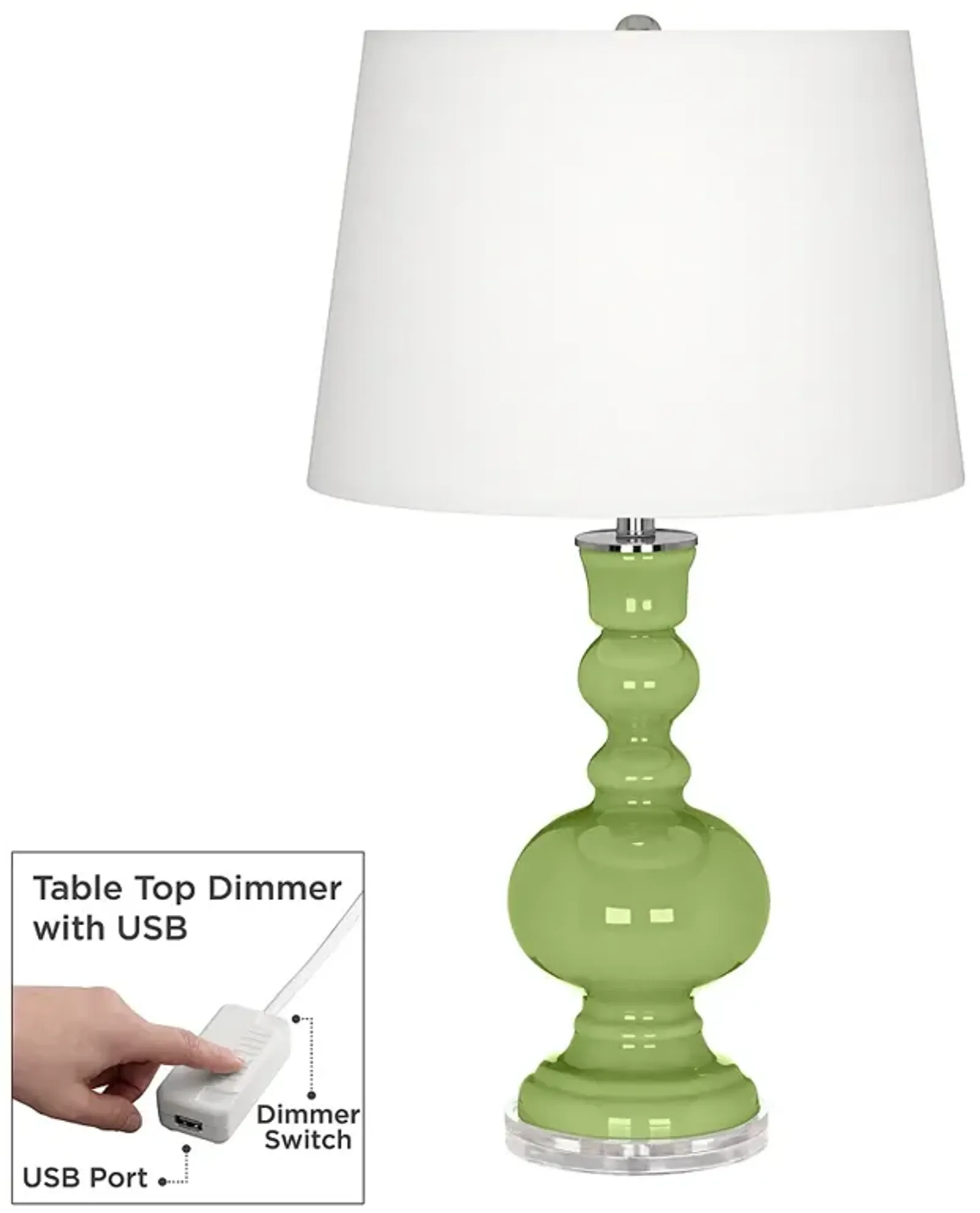 Color Plus Apothecary 30" Lime Rickey Green Table Lamp with USB Dimmer