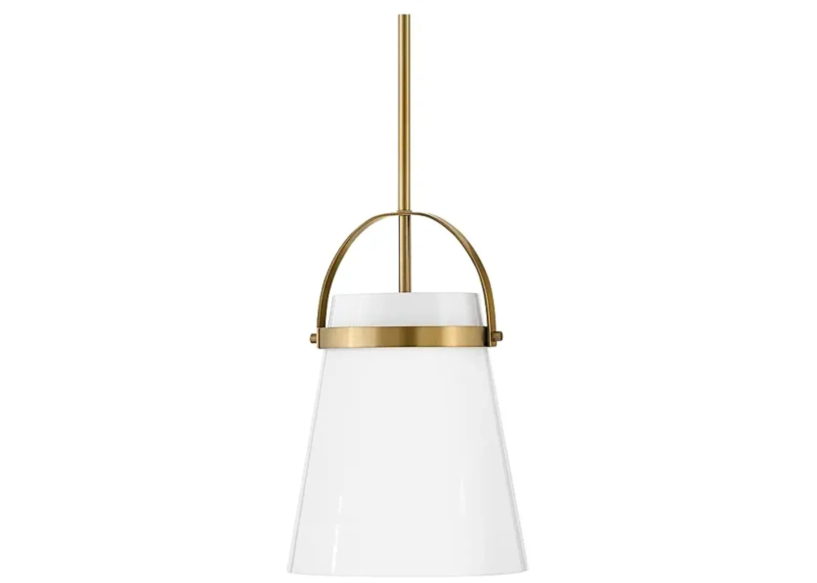 Hinkley Tori 9" Wide Lacquered Brass and Opal Glass Mini Pendant Light