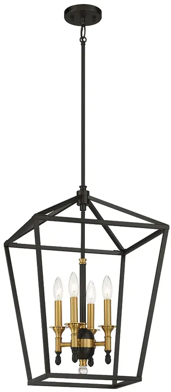 Minka Lavery Townhall 4-Light Coal and Soft Brass Pendant