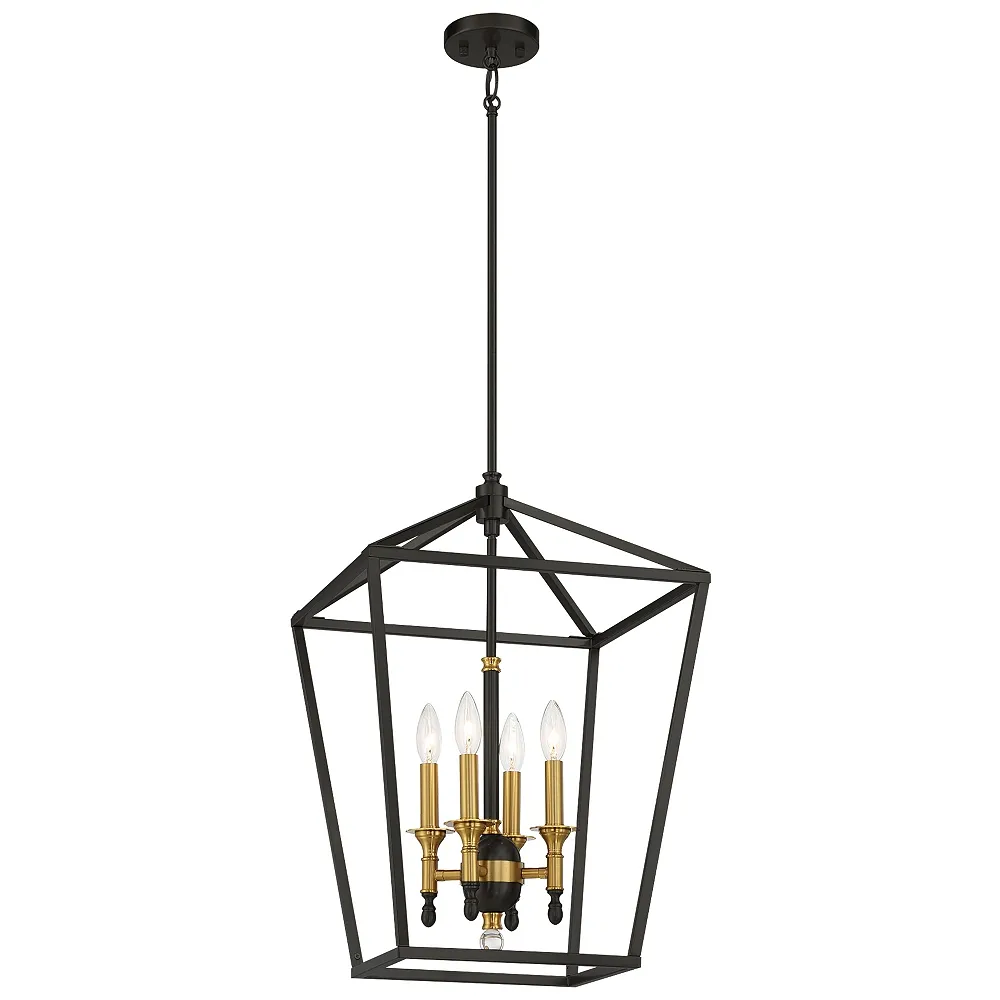 Minka Lavery Townhall 4-Light Coal and Soft Brass Pendant