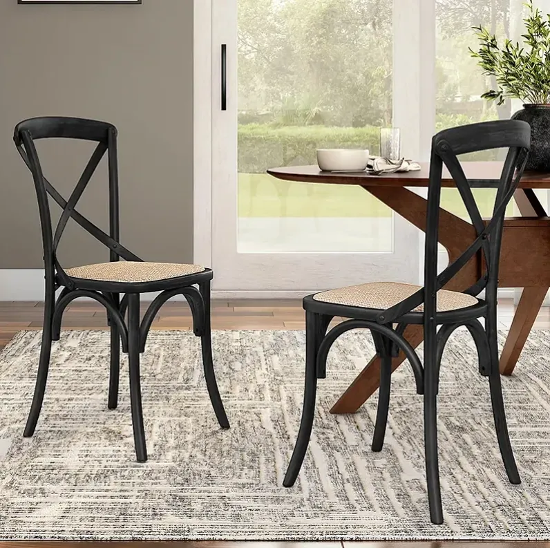 Neyo Black Wood Side Chairs Set of 2