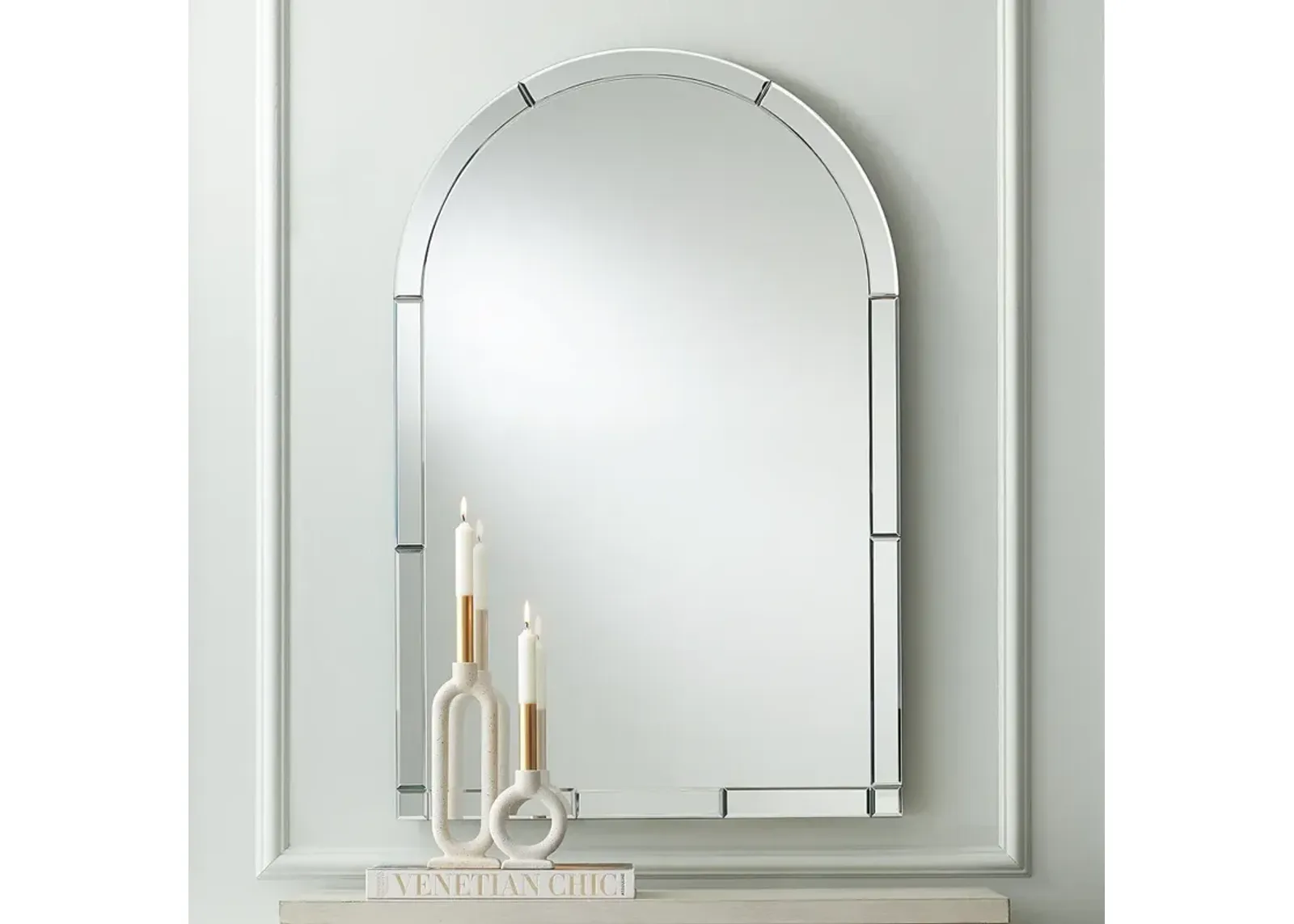 Caroline Mirrored Glass 26" x 40" Arch Top Wall Mirror