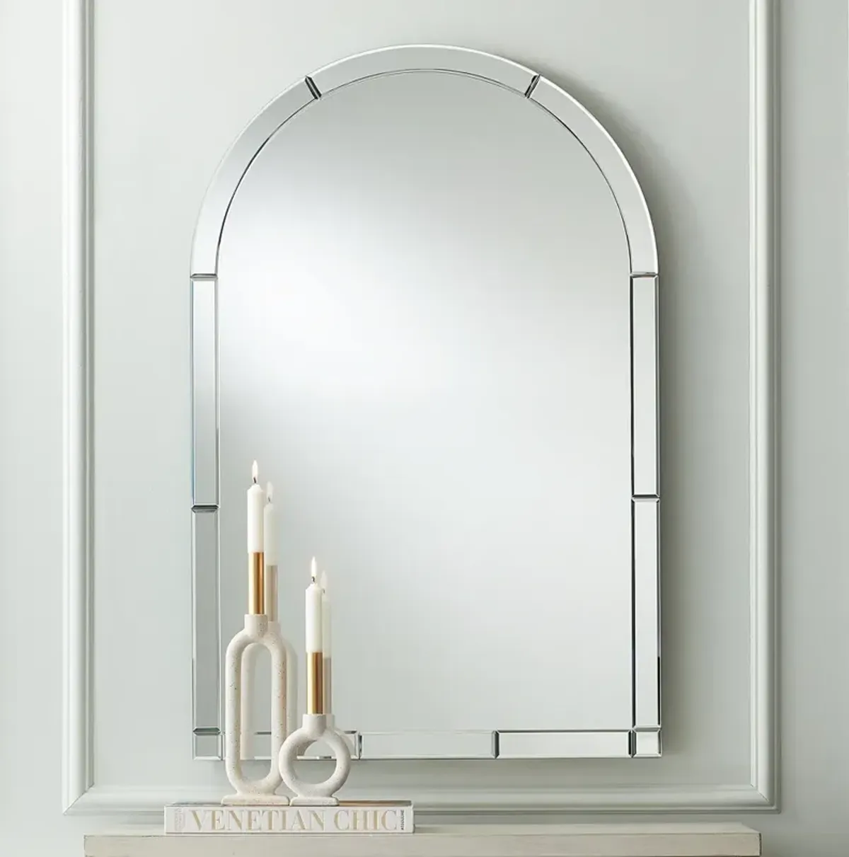 Caroline Mirrored Glass 26" x 40" Arch Top Wall Mirror