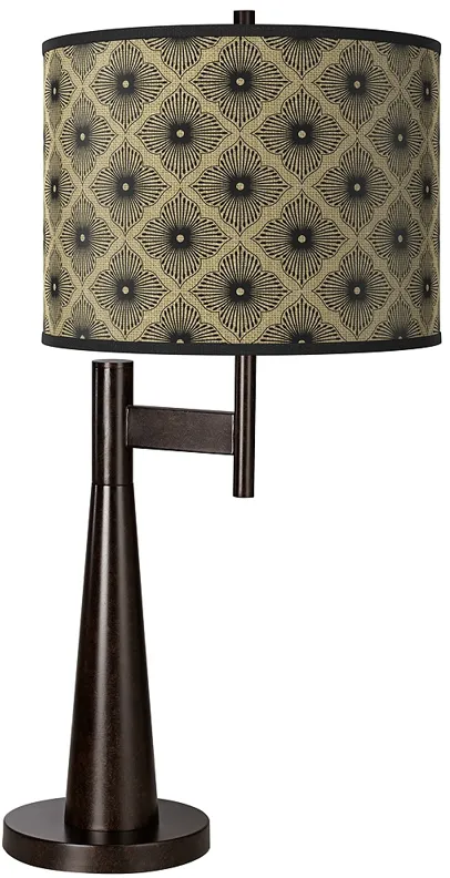 Rustic Flora Giclee Novo Table Lamp with Offset Arm