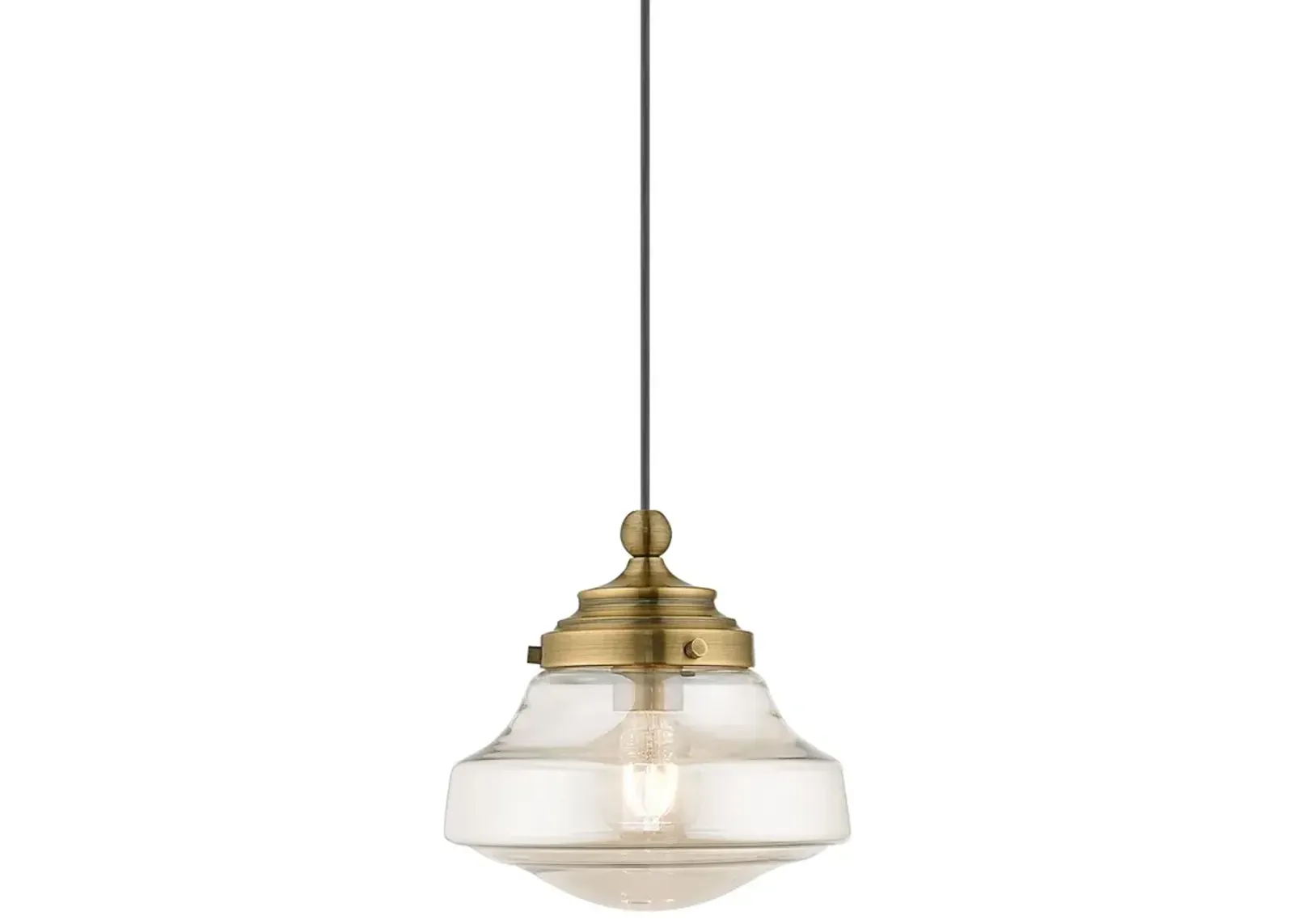 Graciela 9" Wide Antique Brass Schoolhouse Mini Pendant