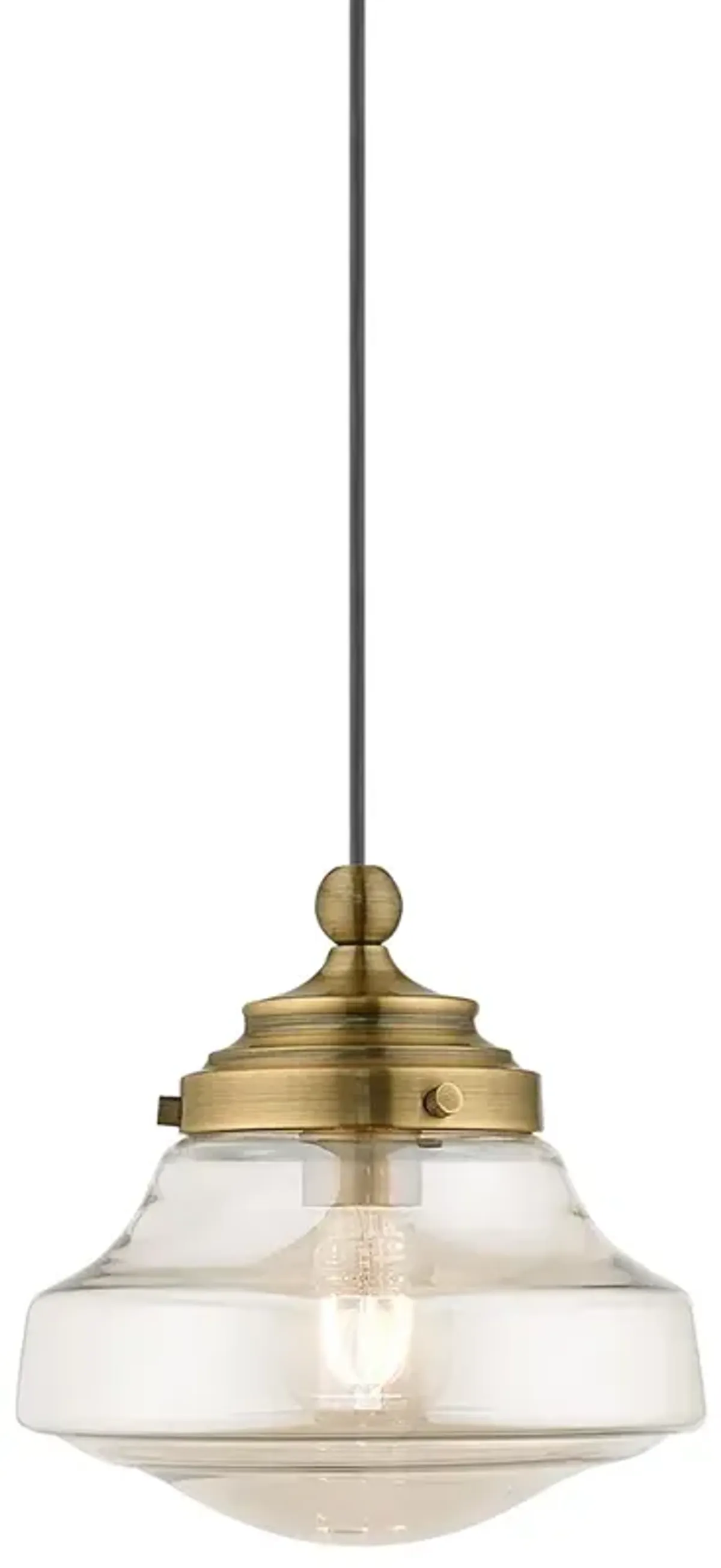 Graciela 9" Wide Antique Brass Schoolhouse Mini Pendant