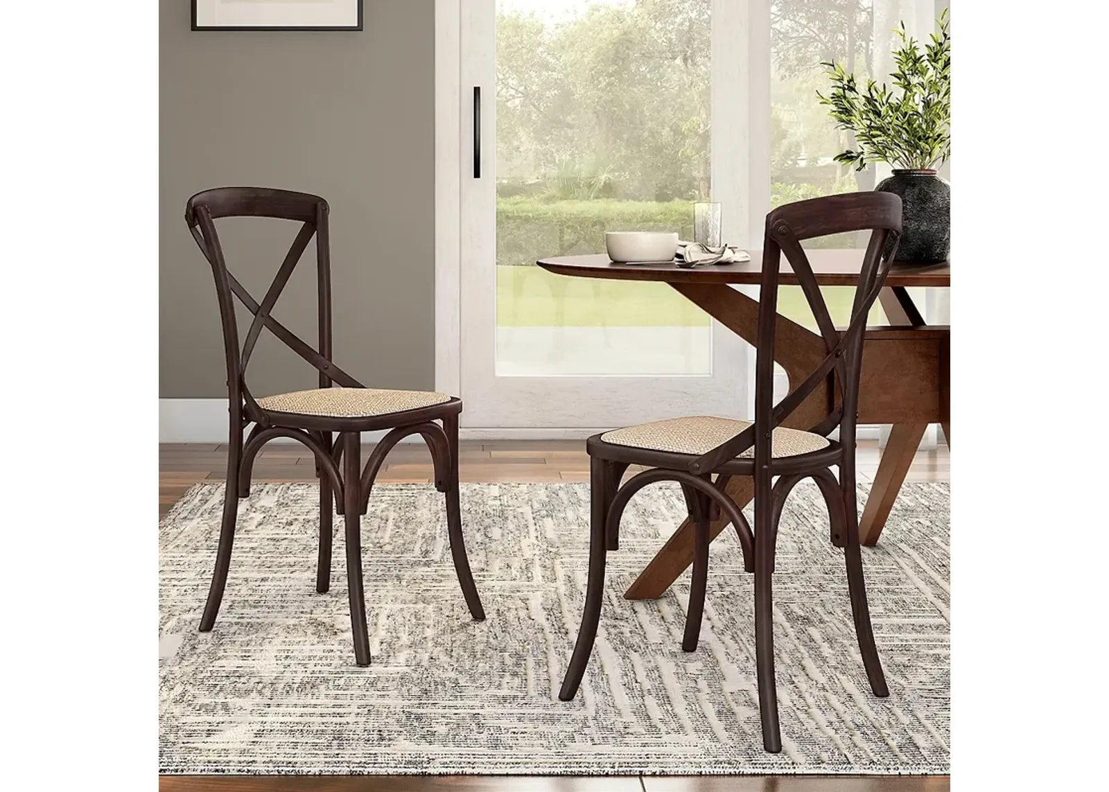 Neyo Walnut Wood Side Chairs Set of 2