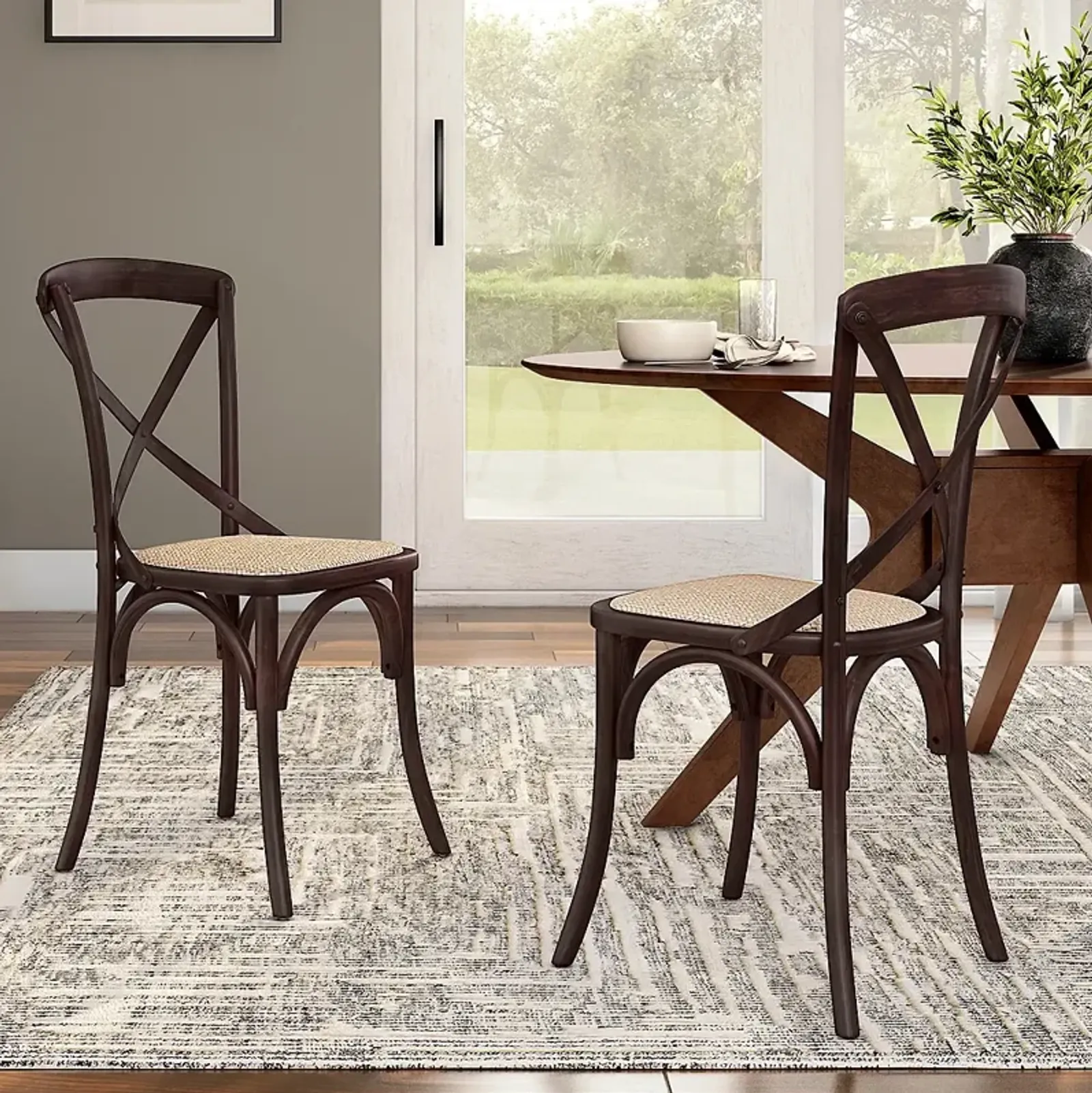 Neyo Walnut Wood Side Chairs Set of 2