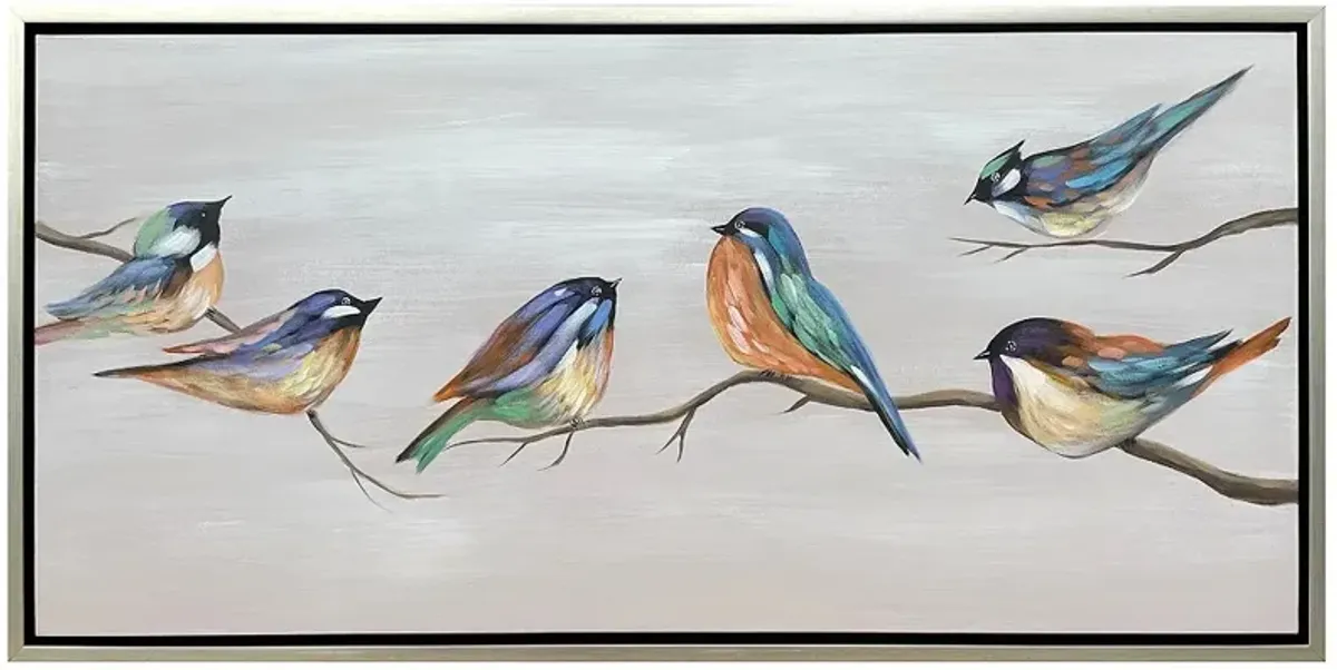 Birdie Birds 47 1/4" Wide Framed Canvas Wall Art