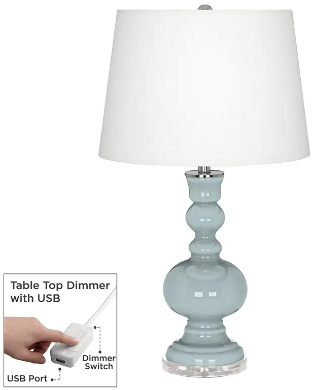 Color Plus Apothecary 30" High Rain Blue Table Lamp with USB Dimmer