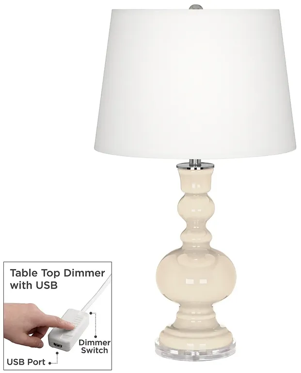 Color Plus Apothecary 30" Steamed Milk White Lamp with USB Dimmer