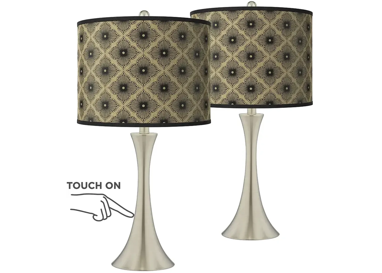 Rustic Flora Trish Brushed Nickel Touch Table Lamps Set of 2