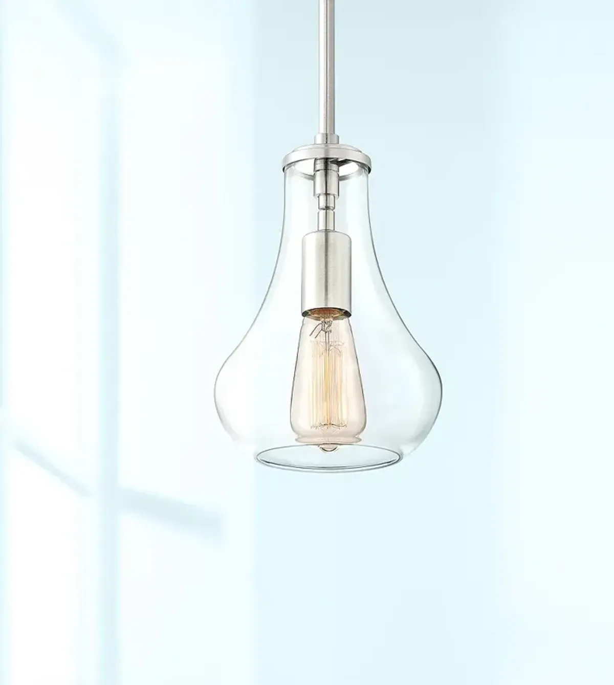 Possini Euro Roselle 8 1/2" Wide Brushed Nickel and Glass Mini Pendant