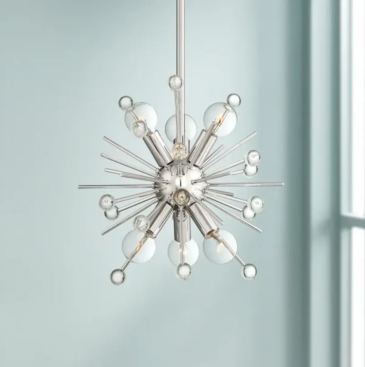 Possini Euro Janae 12" Wide Polished Nickel Sputnik Pendant