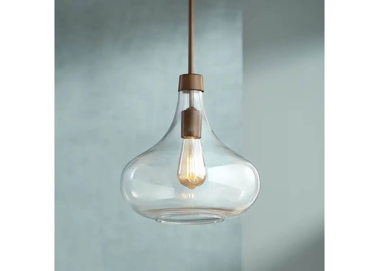 Possini Euro Cecil 11" Wide Bronze and Modern Glass Mini Pendant