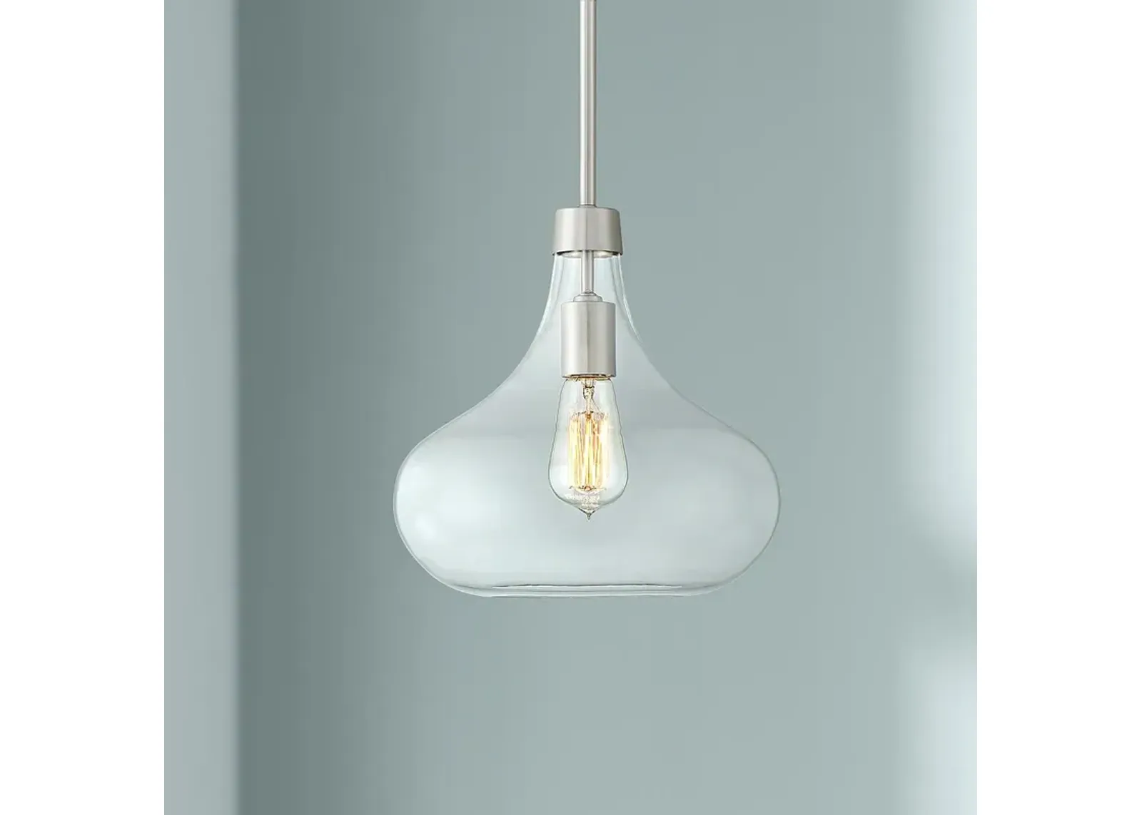 Possini Euro Cecil 11" Wide Glass and Nickel Modern Mini Pendant