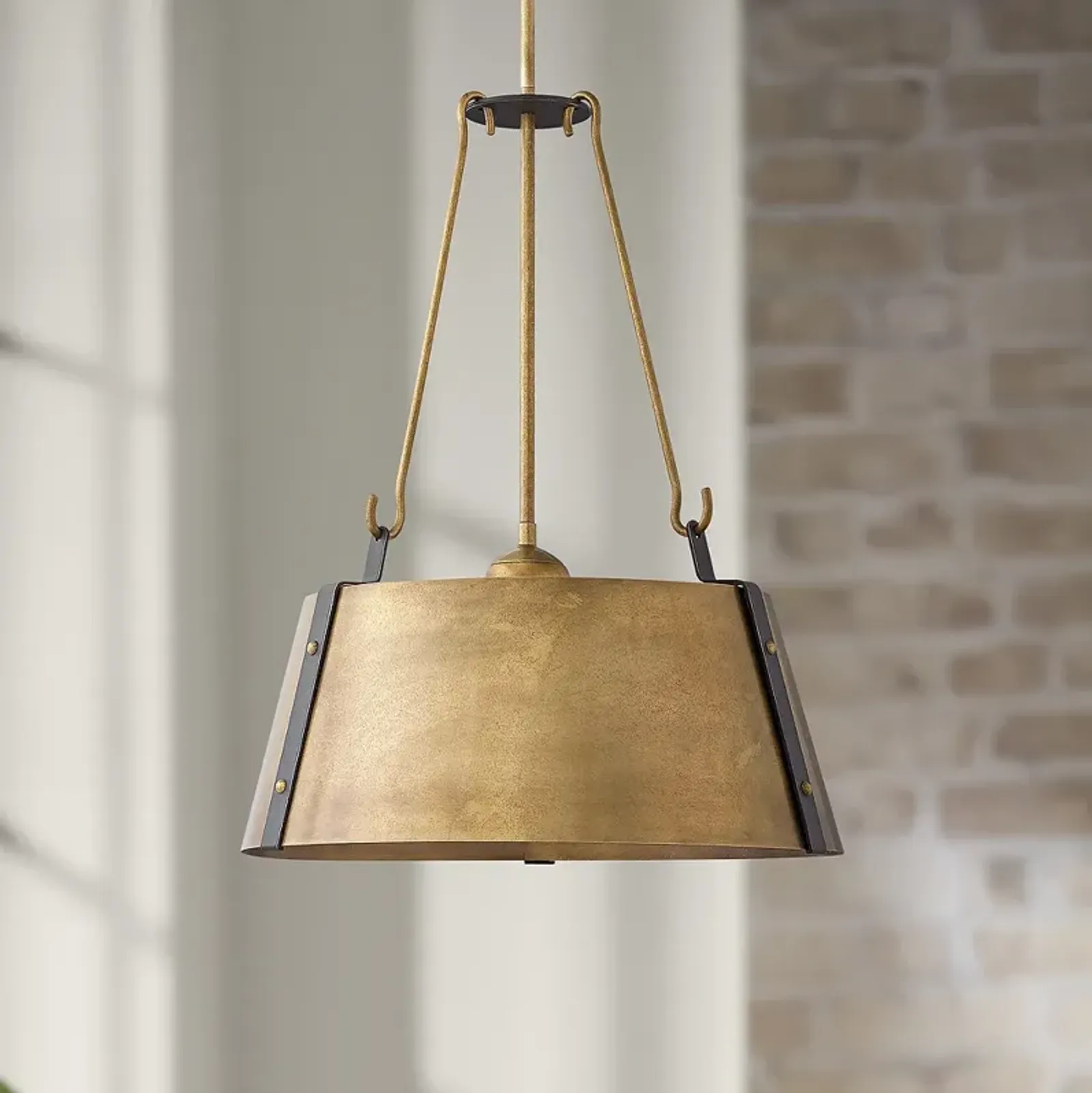 Hinkley Cartwright 19 1/2" Wide Rustic Brass Pendant Light