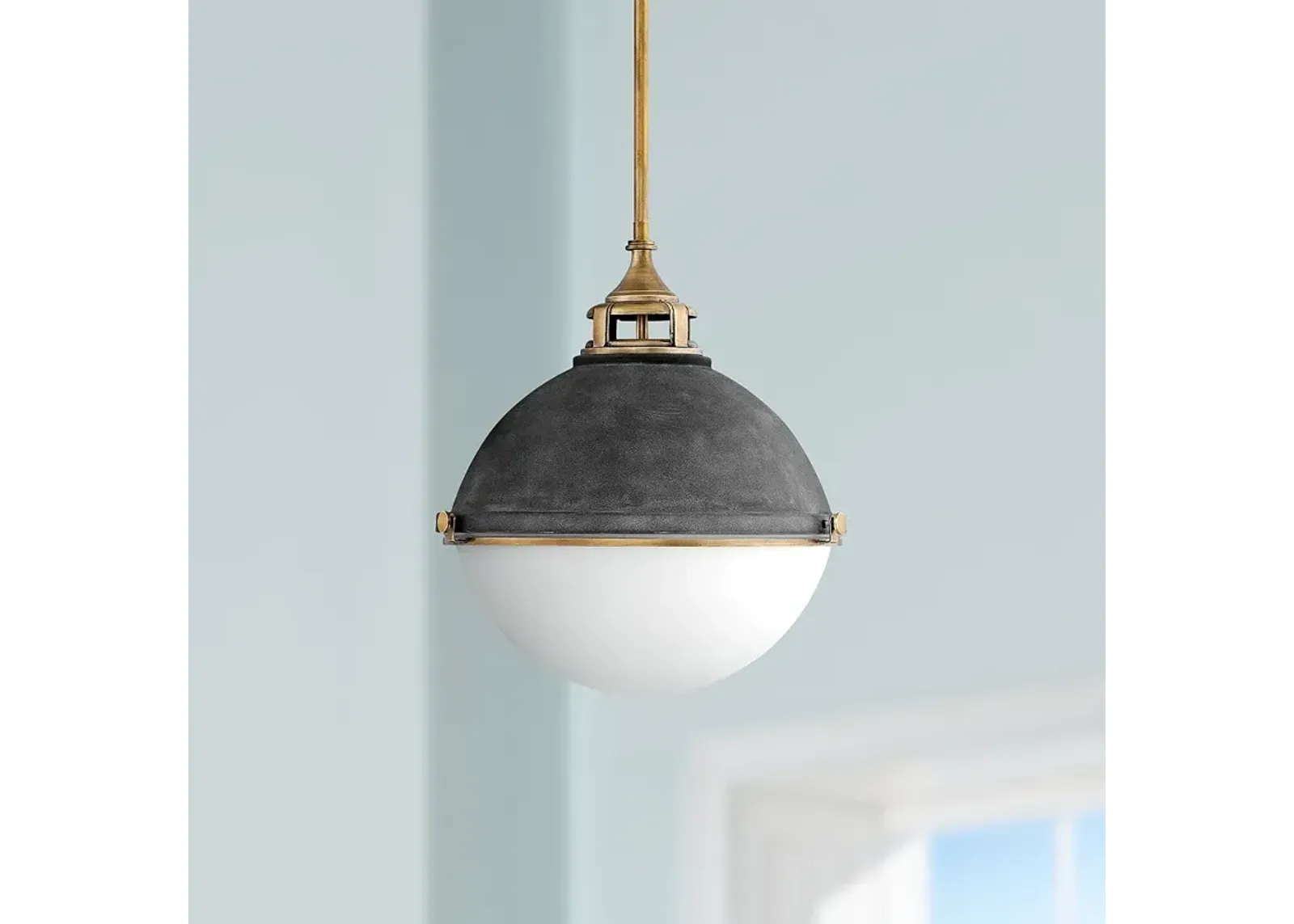 Hinkley Fletcher 18" Wide Aged Zinc and Gold Pendant Light