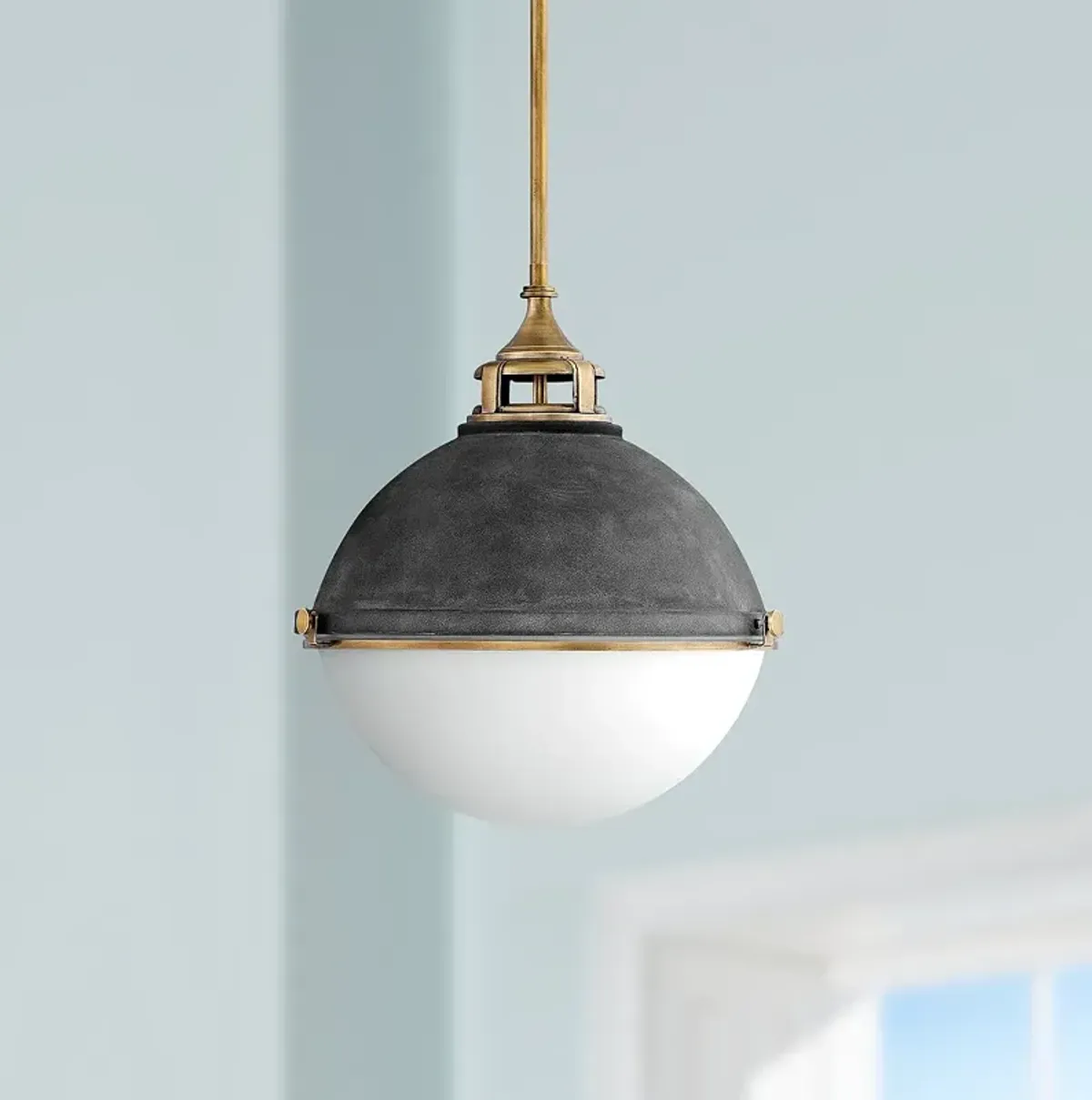 Hinkley Fletcher 18" Wide Aged Zinc and Gold Pendant Light