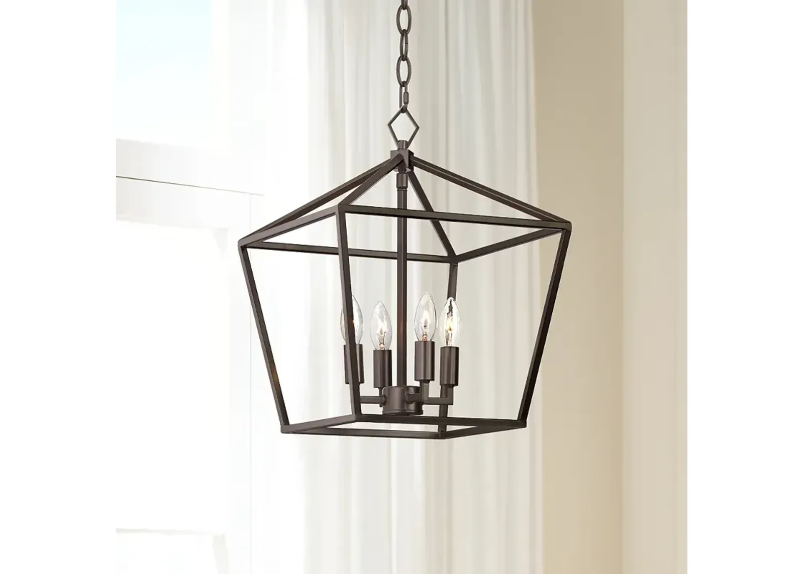 Franklin Iron Works Queluz 13" Wide Bronze 4-Light Entry Pendant Light