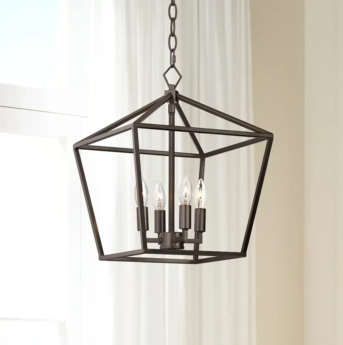 Franklin Iron Works Queluz 13" Wide Bronze 4-Light Entry Pendant Light