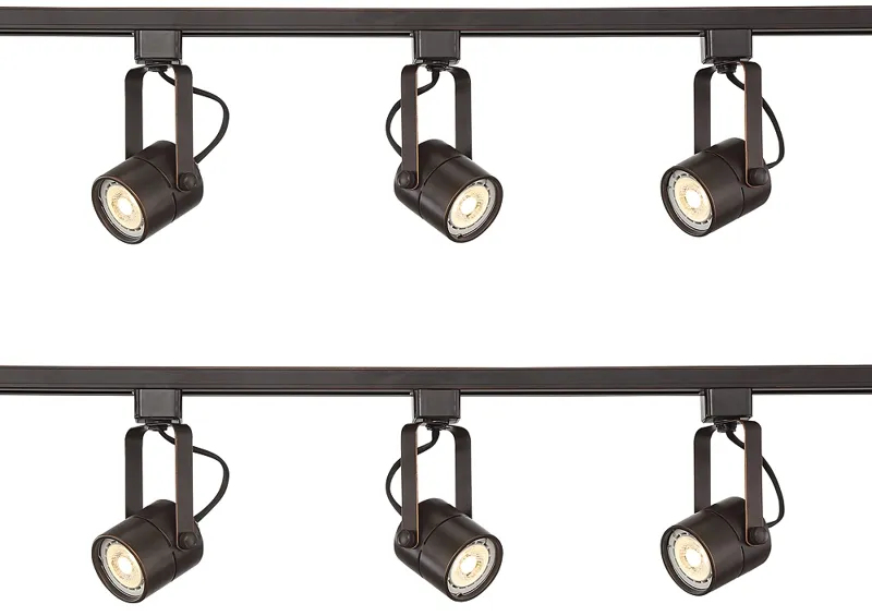 Linear 3-Light Black Finish LED Plug-In Track Light Kit - Set of 2