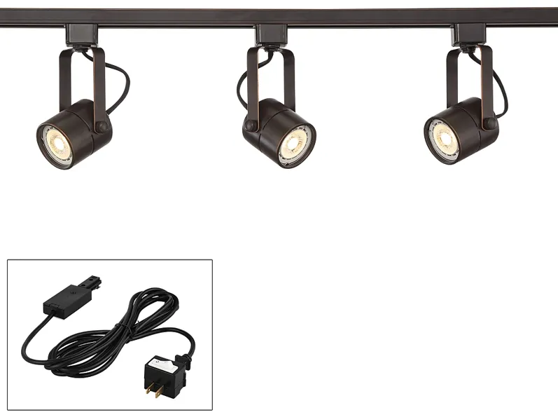 Linear 3-Light Bronze Finish LED Bullet Lights Plug-In Track Light Kit