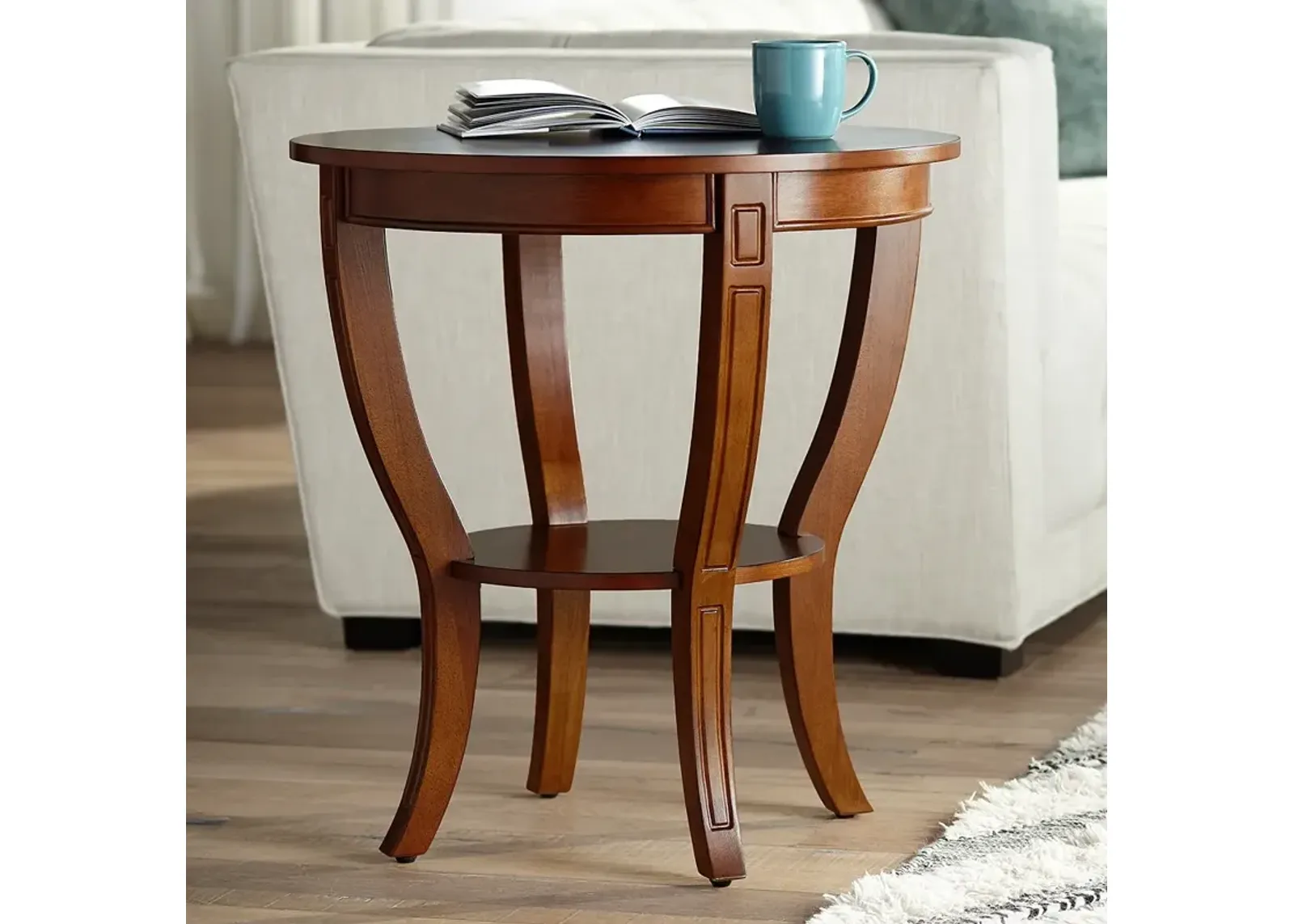 Patterson II Americana 26" Wide Cherry Wood Round End Table