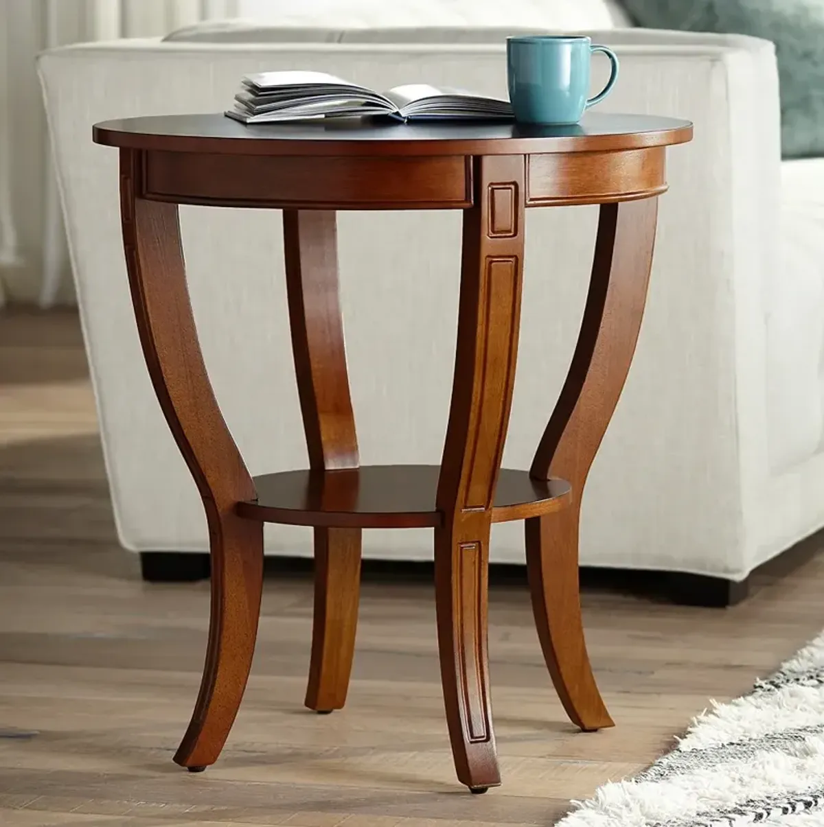 Patterson II Americana 26" Wide Cherry Wood Round End Table