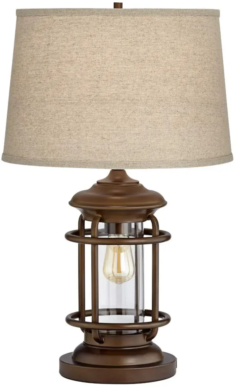 Franklin Iron Works Andreas 26" Industrial Night Light USB Table Lamp