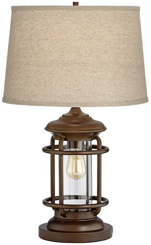 Franklin Iron Works Andreas 26" Industrial Night Light USB Table Lamp