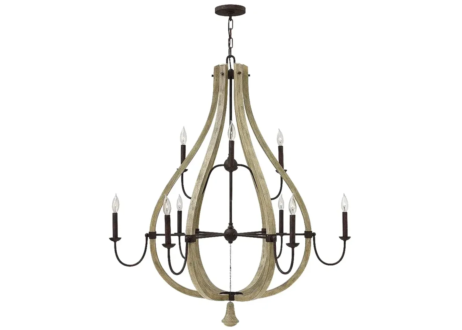 FREDRICK RAMOND CHANDELIER MIDDLEFIELD Large Open Frame Two Tier Iron Rust