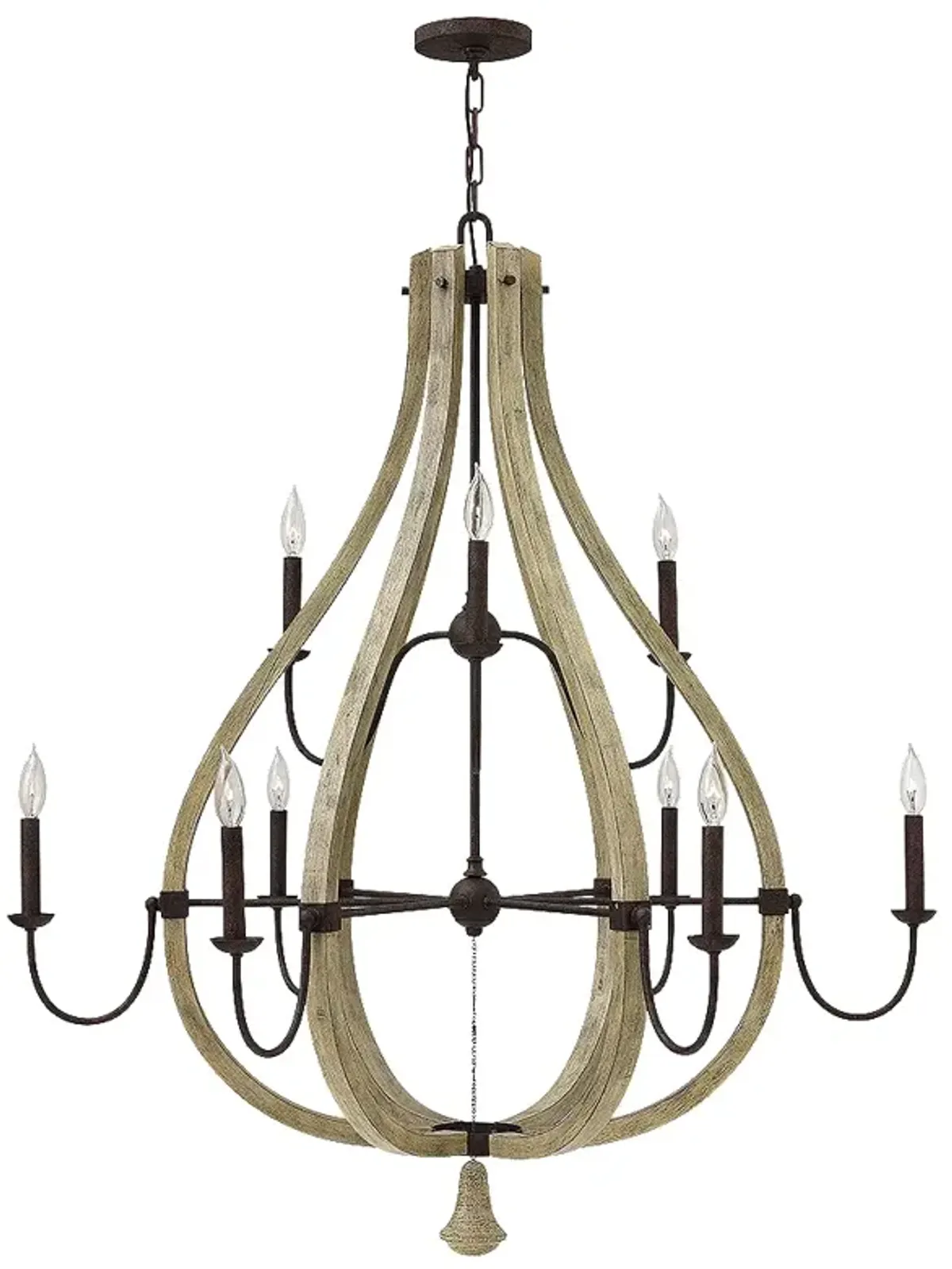 FREDRICK RAMOND CHANDELIER MIDDLEFIELD Large Open Frame Two Tier Iron Rust