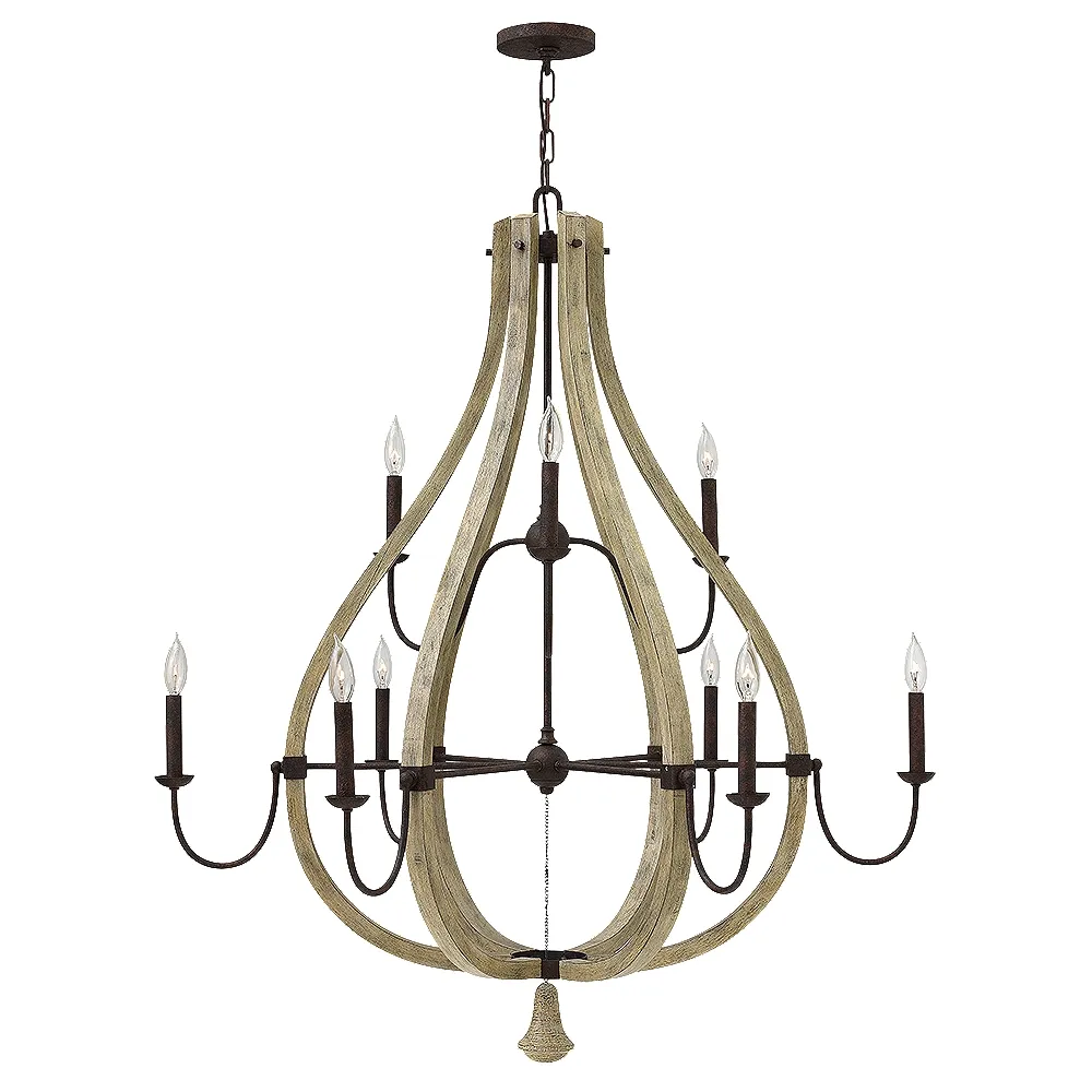 FREDRICK RAMOND CHANDELIER MIDDLEFIELD Large Open Frame Two Tier Iron Rust