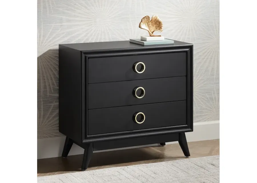 Crestview Collection Oslo 32"W Black 3-Drawer Accent Chest