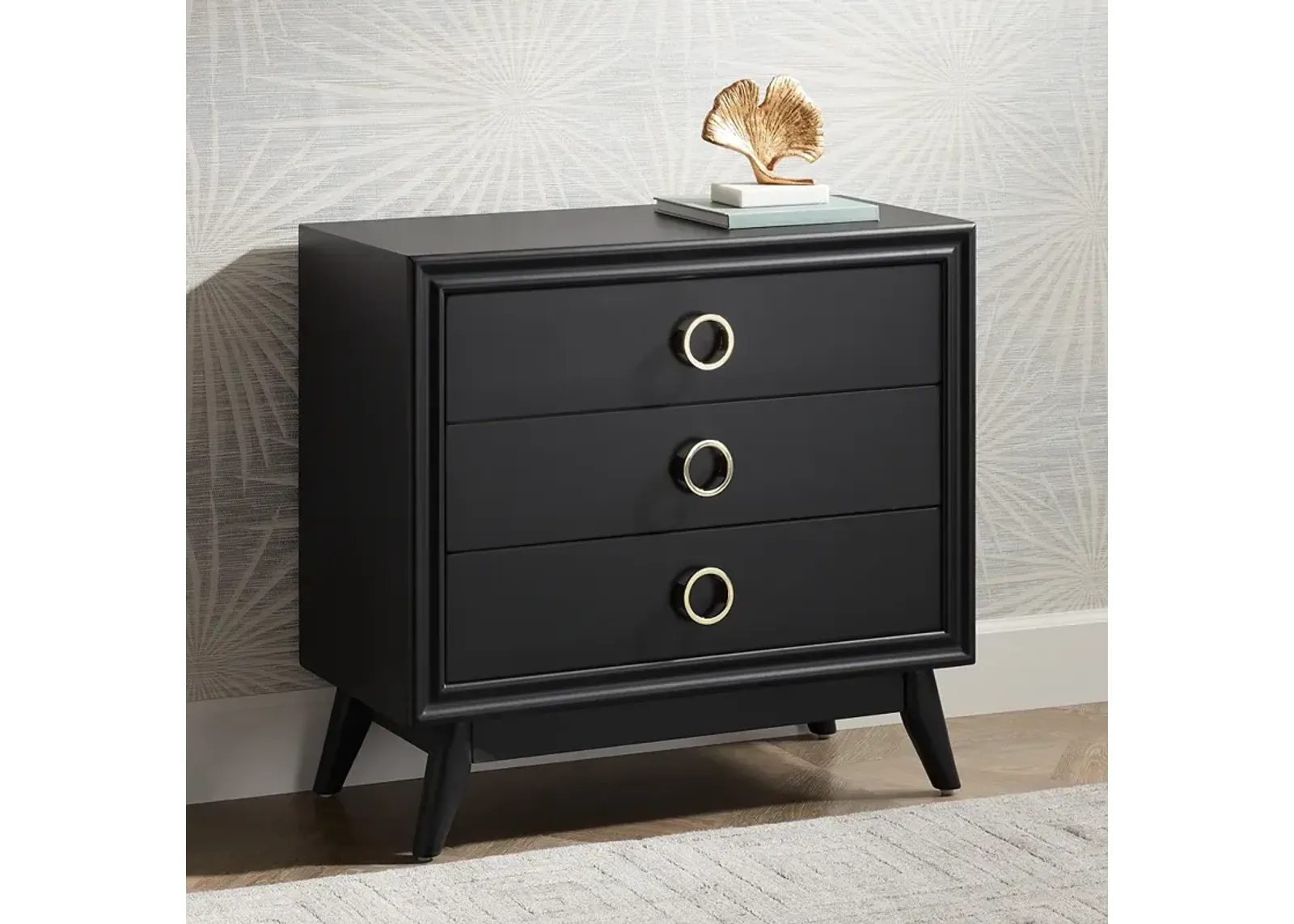 Crestview Collection Oslo 32"W Black 3-Drawer Accent Chest