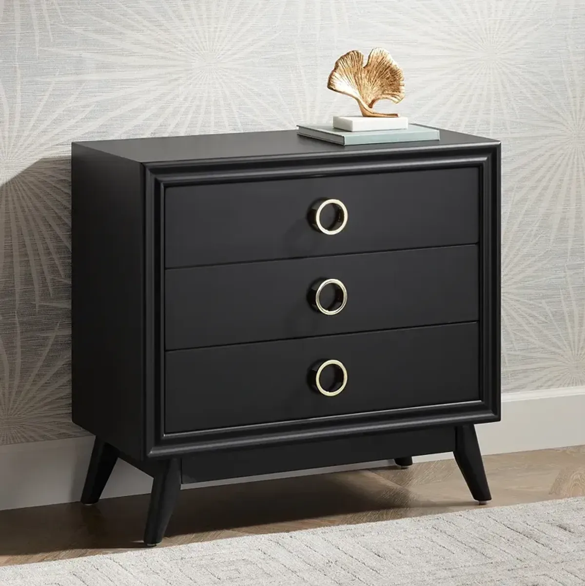 Crestview Collection Oslo 32"W Black 3-Drawer Accent Chest