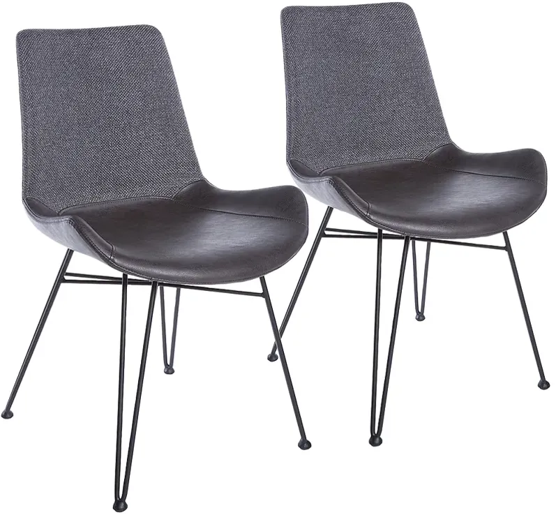 Alisa Dark Gray Leatherette Modern Dining Side Chairs Set of 2