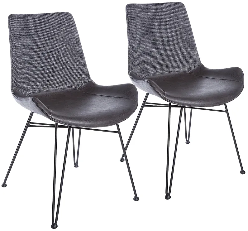 Alisa Dark Gray Leatherette Modern Dining Side Chairs Set of 2